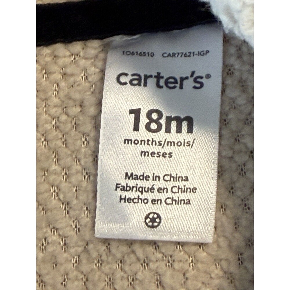 Carter’s Fuzzy Sherpa Hoodie Zip Up Vest Light Tan Size 18mo - Picture 5 of 6